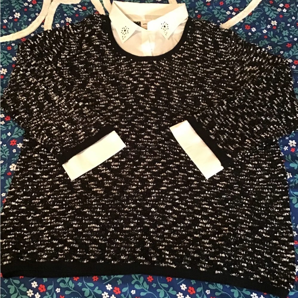 Women’s size 3X black and white Alfred Dunner long sleeve sweater